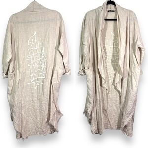 Just Angels Beige Distressed Open Front Cardigan Kimono